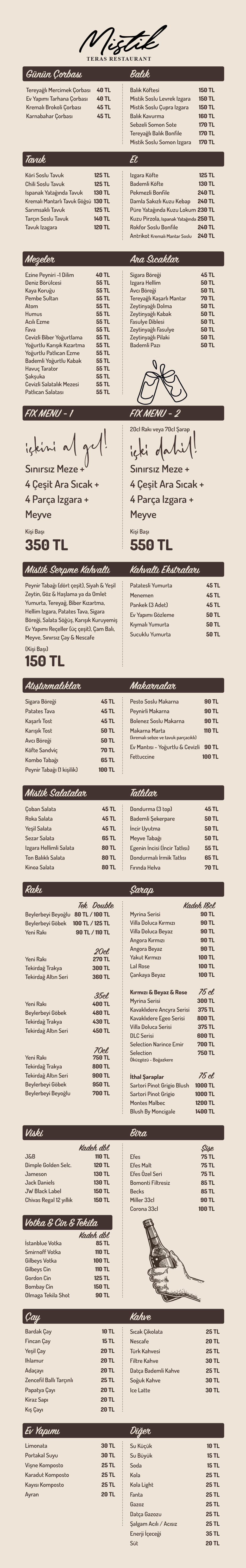 Mistik Restaurant Menu